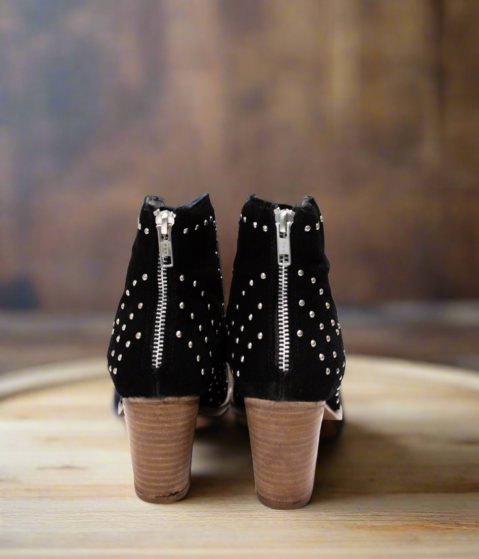 Pour Me Another Studded Heeled Ankle Boot in Black