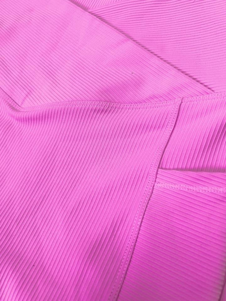 Magic Molly Max Sculpt Diagonal Ribbed Leggings in Pink