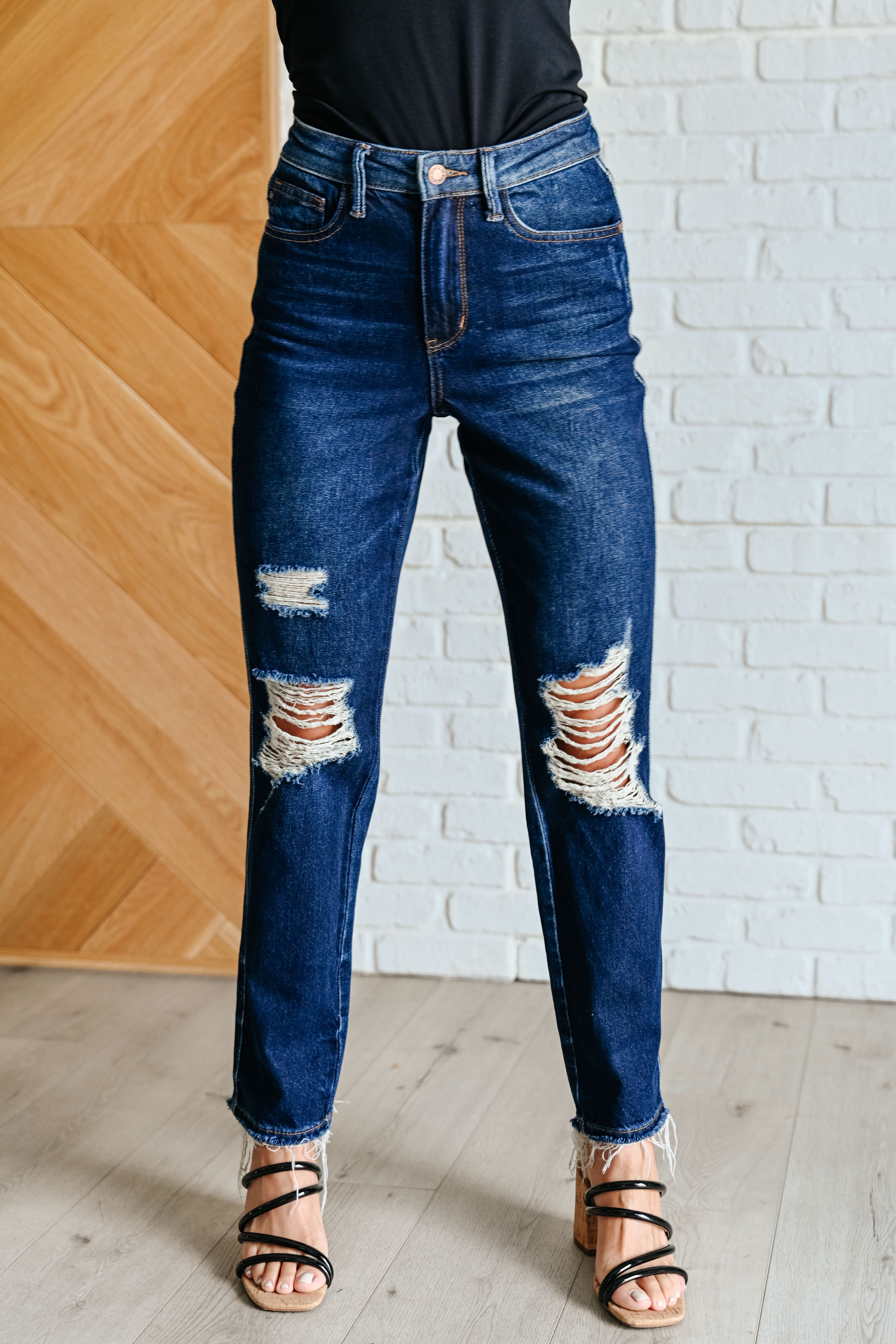 With Gratitude High Rise Rigid Magic Distressed Straight Jeans