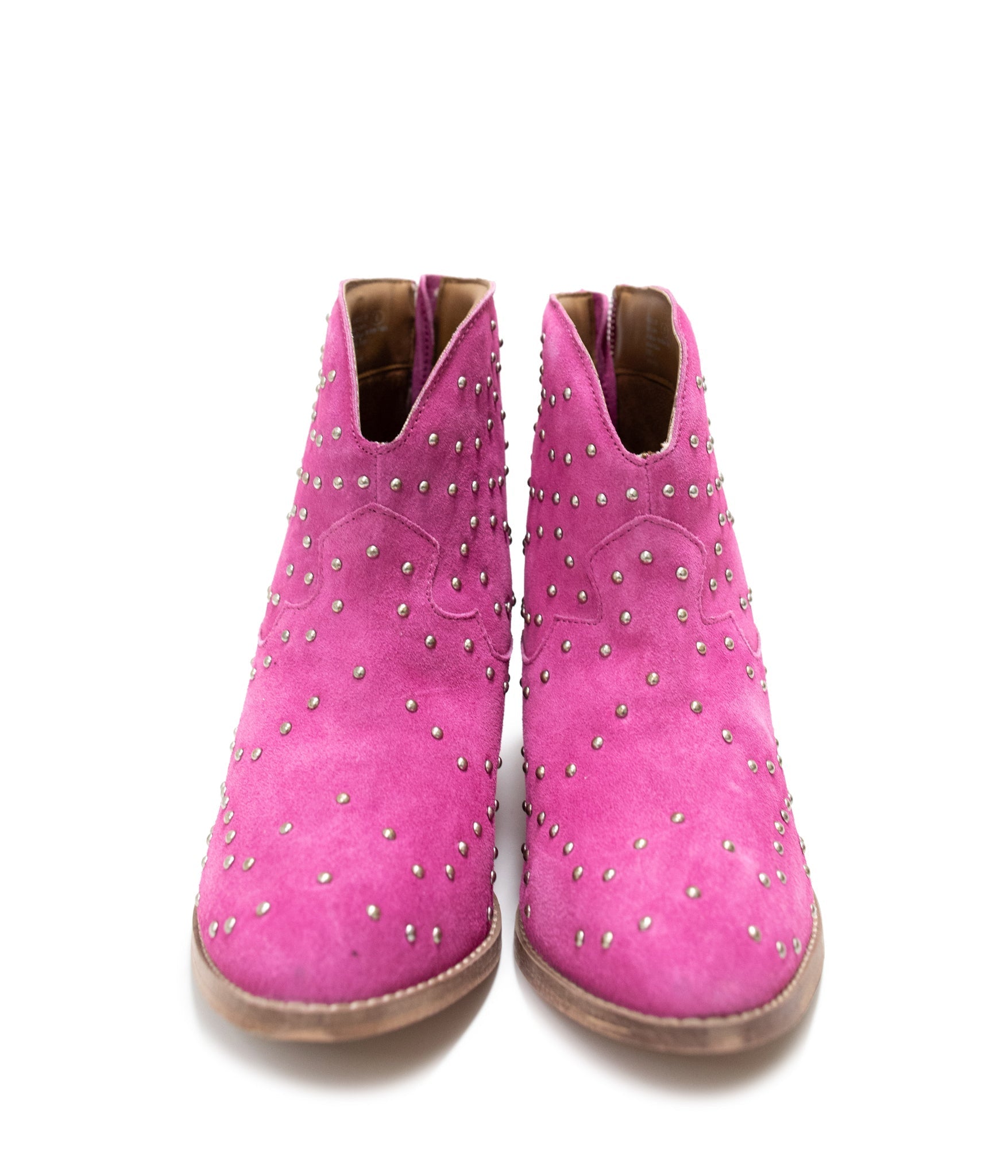 Pour Me Another Studded Heeled Ankle Boot in Magenta